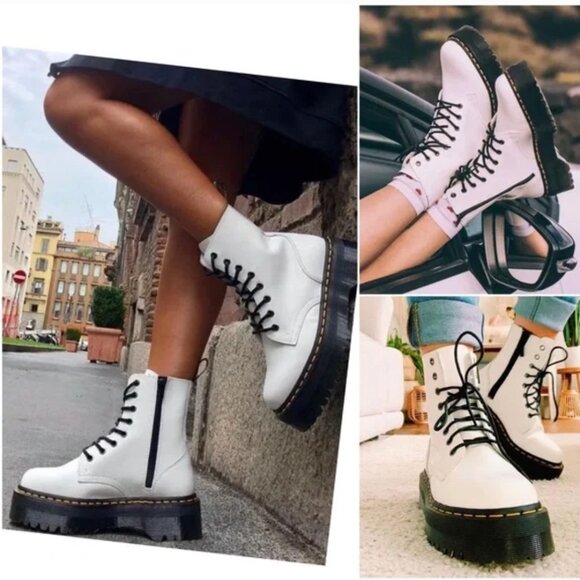 Dr Doc Martens Jadon Smooth Leather Platform Lace Up Zip Combat Boots 7 - Picture 3 of 8